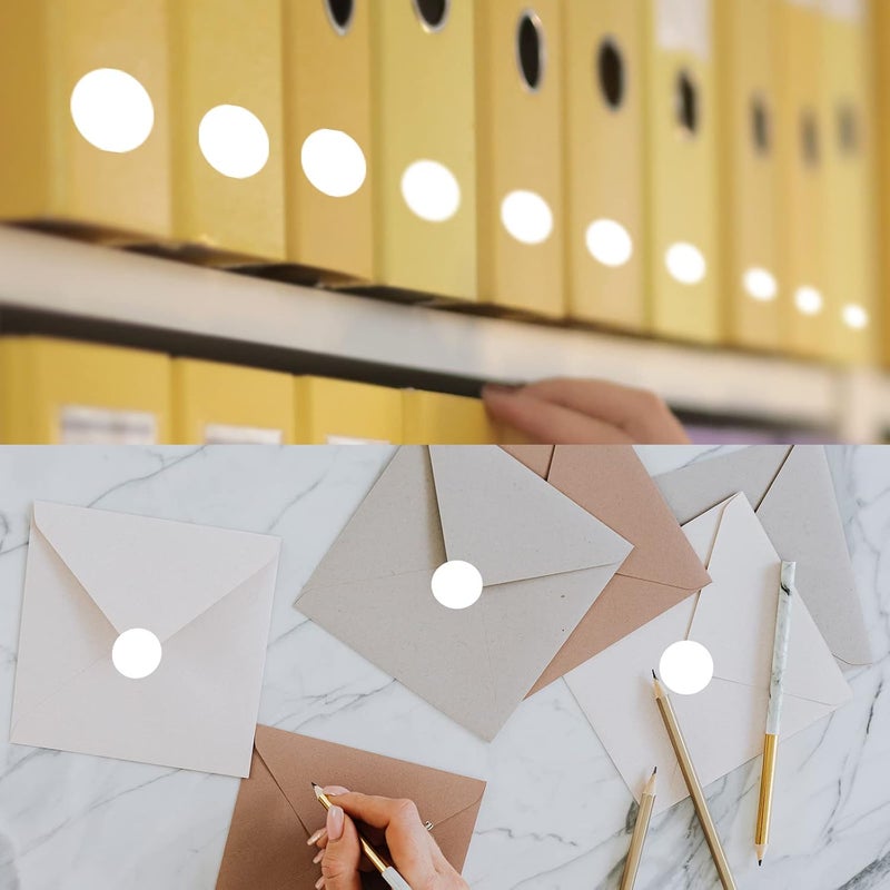 Yeachlaing 2000 Pieces 0.5 Inch Round Color Coding Labels,Circle Dot Stickers Used for Classroom Office and More,Easily Writable with Perforation Line (White) - Image 4